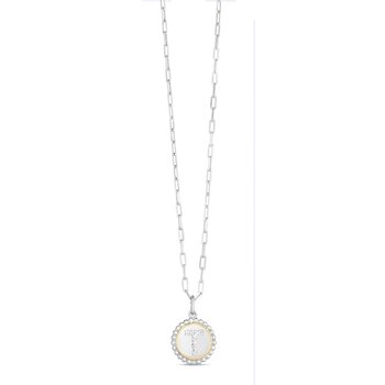 18K & Sterling Silver 20in Diamond Cut/ Textured Necklace with Pear Shaped Lobster Clasp