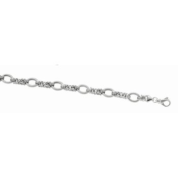 Sterling Silver 7.5in White Diamond Cut/ Textured Bracelet with Lobster Clasp