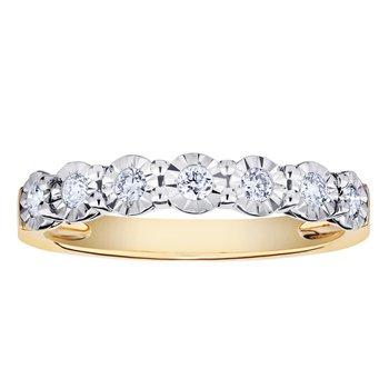 10K Yellow Gold Diamond 0.20 Ctw 7 Stone Miracle Plate Band Available in White, Yellow or Rose Gold