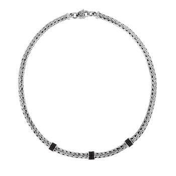 Sterling Silver 17in Two-Tone Finish Polished Necklace