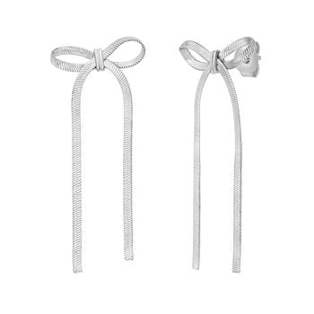 Silver Snake Chain Bow Earrings