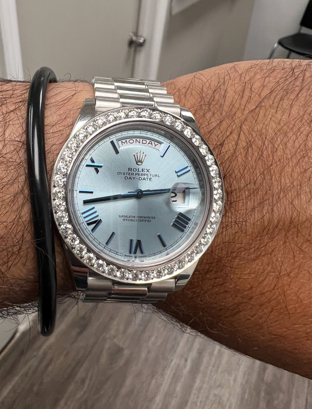 Rolex Day-Date 40 Platinum (Ref. 228206) – Ice Blue Dial (Pre-Owned)