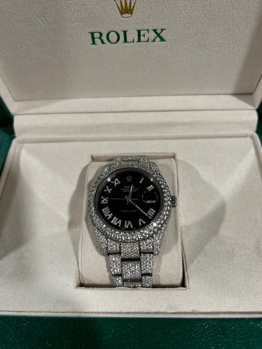 Rolex Datejust 41mm (Ref. 116300) – Fully Iced Out – 13.00 CT Natural Diamonds (Pre-Owned)