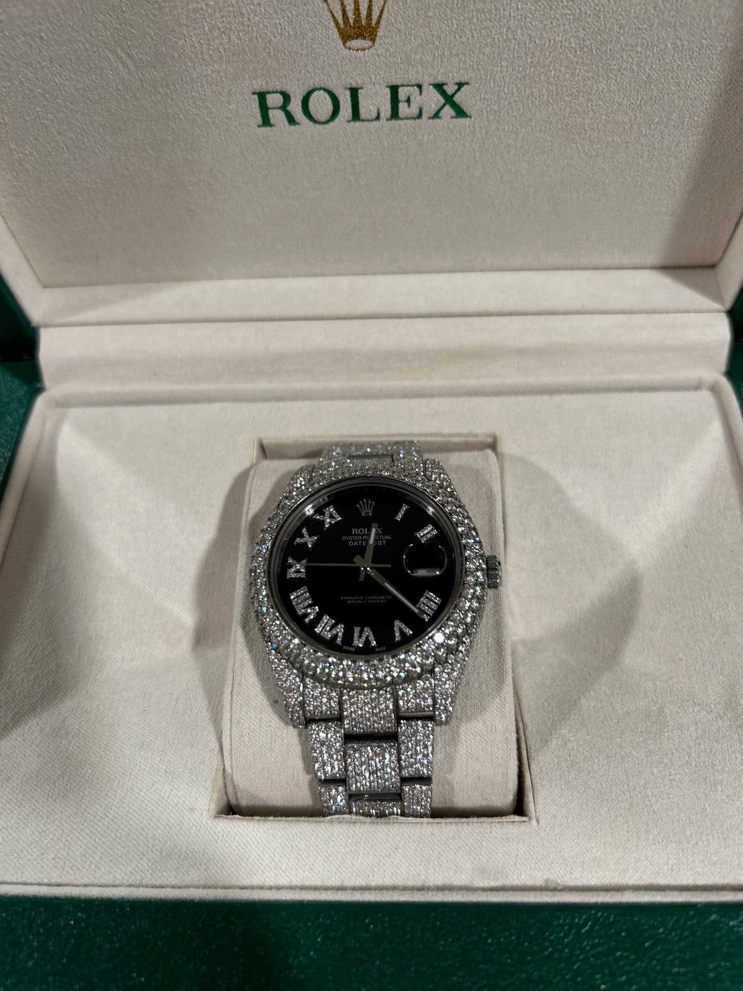 Rolex Datejust 41mm (Ref. 116300) – Fully Iced Out – 13.00 CT Natural Diamonds (Pre-Owned)