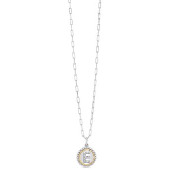 18K & Sterling Silver 20in Diamond Cut/ Textured Necklace with Pear Shaped Lobster Clasp