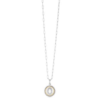 18K & Sterling Silver 20in Diamond Cut/ Textured Necklace with Pear Shaped Lobster Clasp