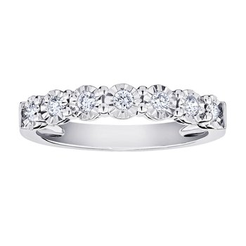10K White Gold Shared Prongs Floating Diamond Band 1/5 Ctw